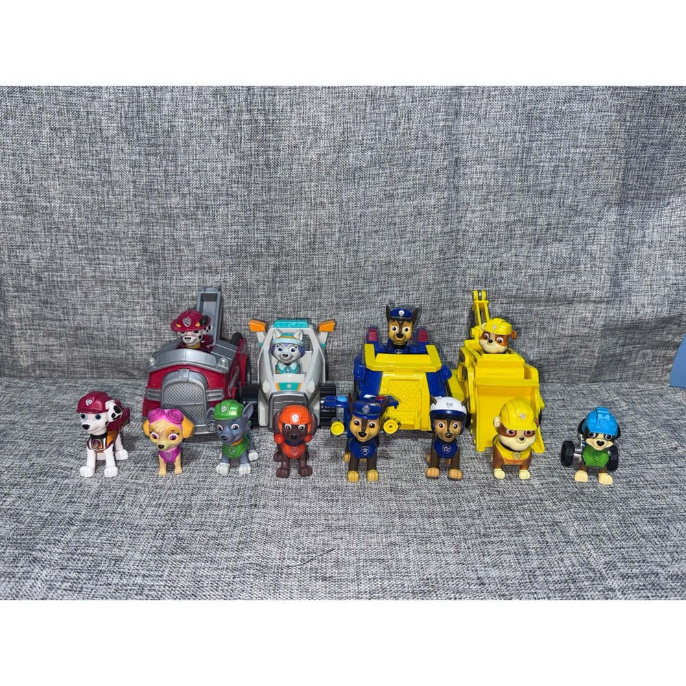 Paw Patrol Toy Lot 12 Figures 4 Vehicles Marshall Chase Skye Rubble Everest - Picture 2 of 10